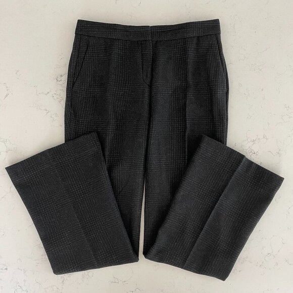 Massimo Dutti Wool Alpaca Blend Houndstooth Pattern Subtle Flare Pants Grey Sz 8 - Picture 1 of 13